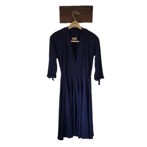 1950s Aline Midi Dress Navy by Woolf Brothers